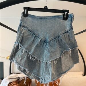 MOTHER Blue Layered Denim Skorts
